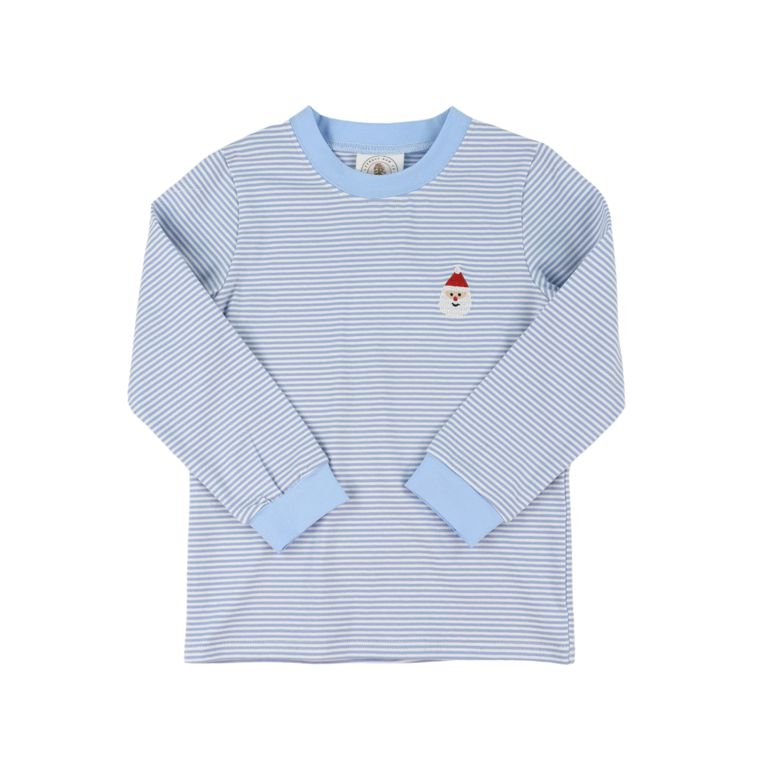 Light Blue Stripe Santa Longsleeve Tee