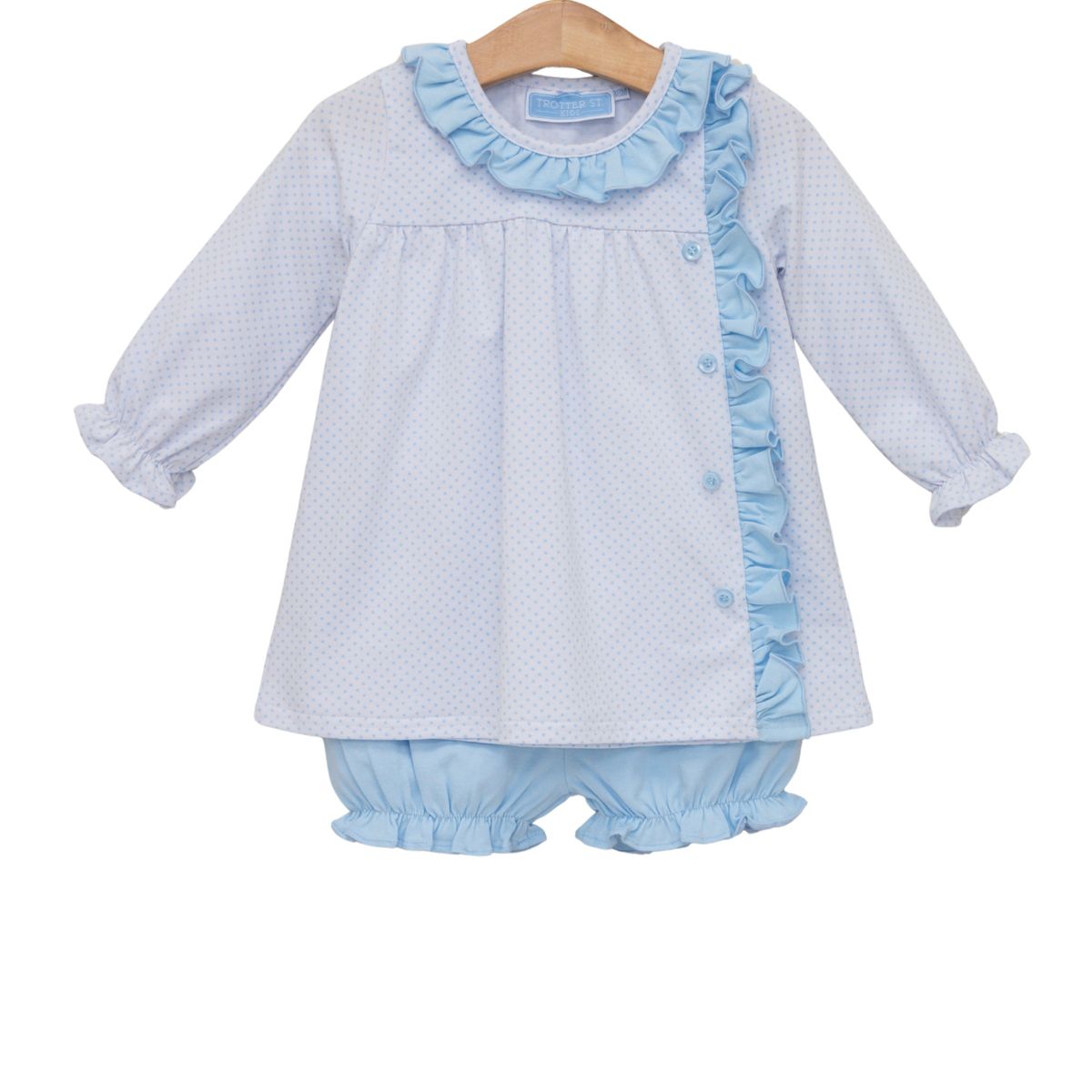 Lucille Bloomer Set- Light Blue Bitty Dot