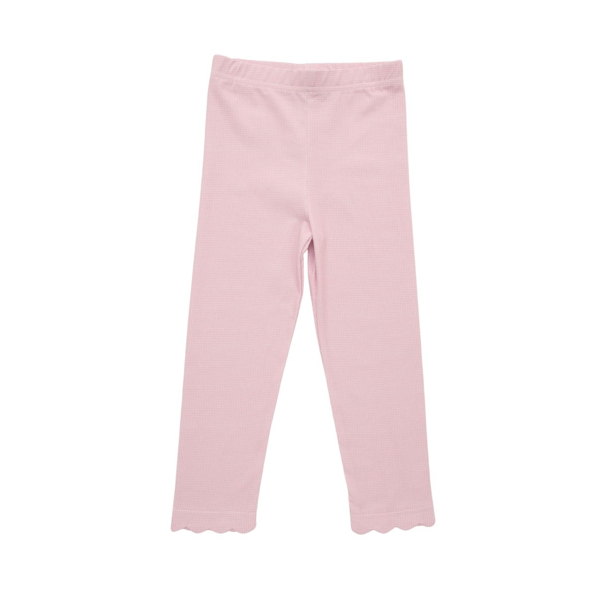 Scalloped Leggings- Light Pink Microgingham