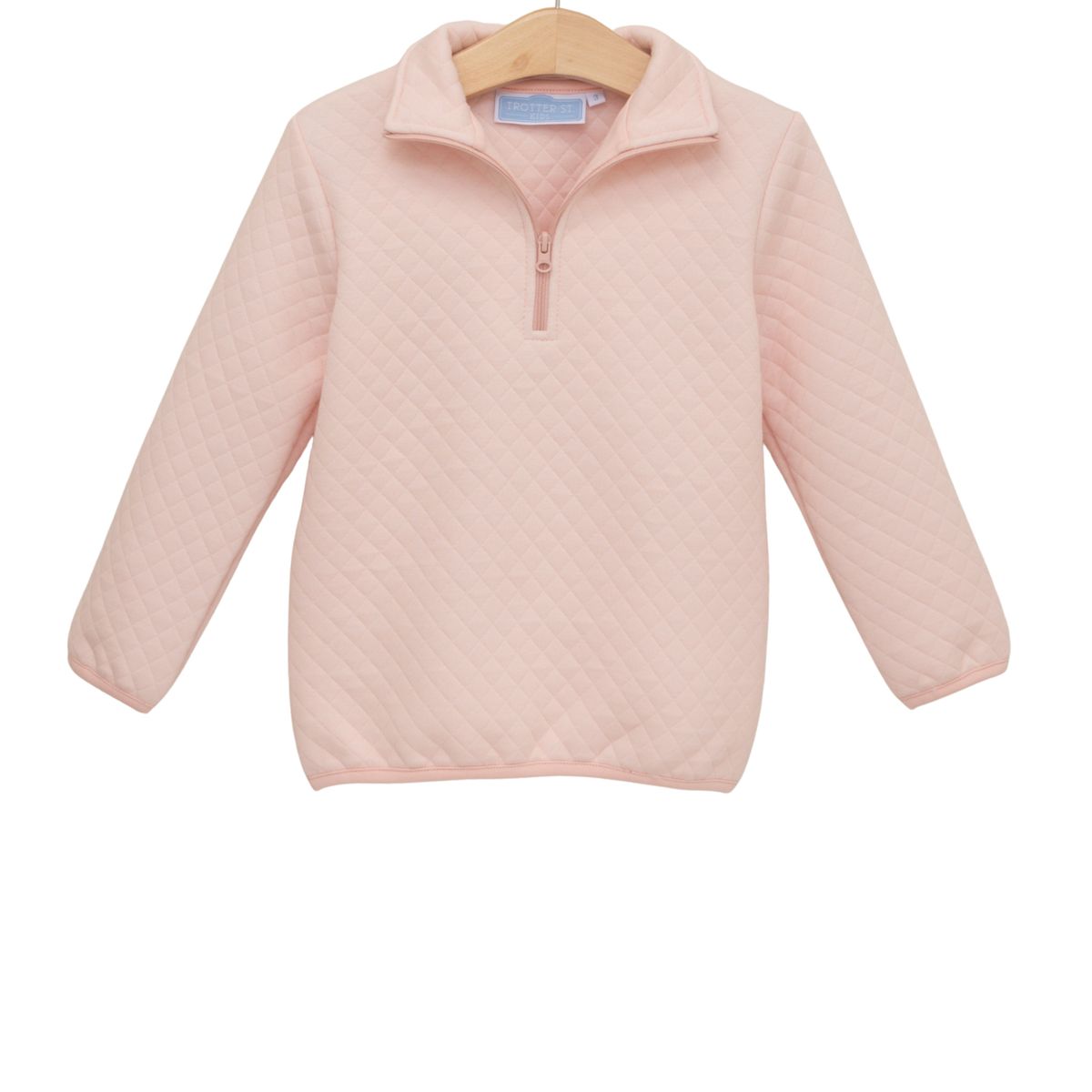 1/4 Zip Quilted Pullover- Light Pink