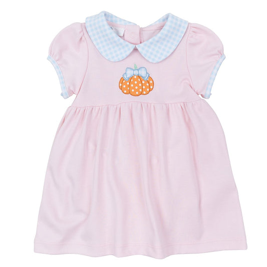 Bowtique Pumpkin Applique Collared Dress