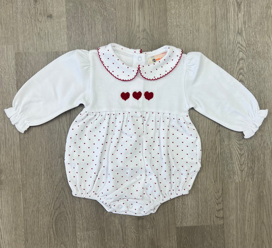 Heart Print Long Sleeve Bubble w/ Heart Crochet
