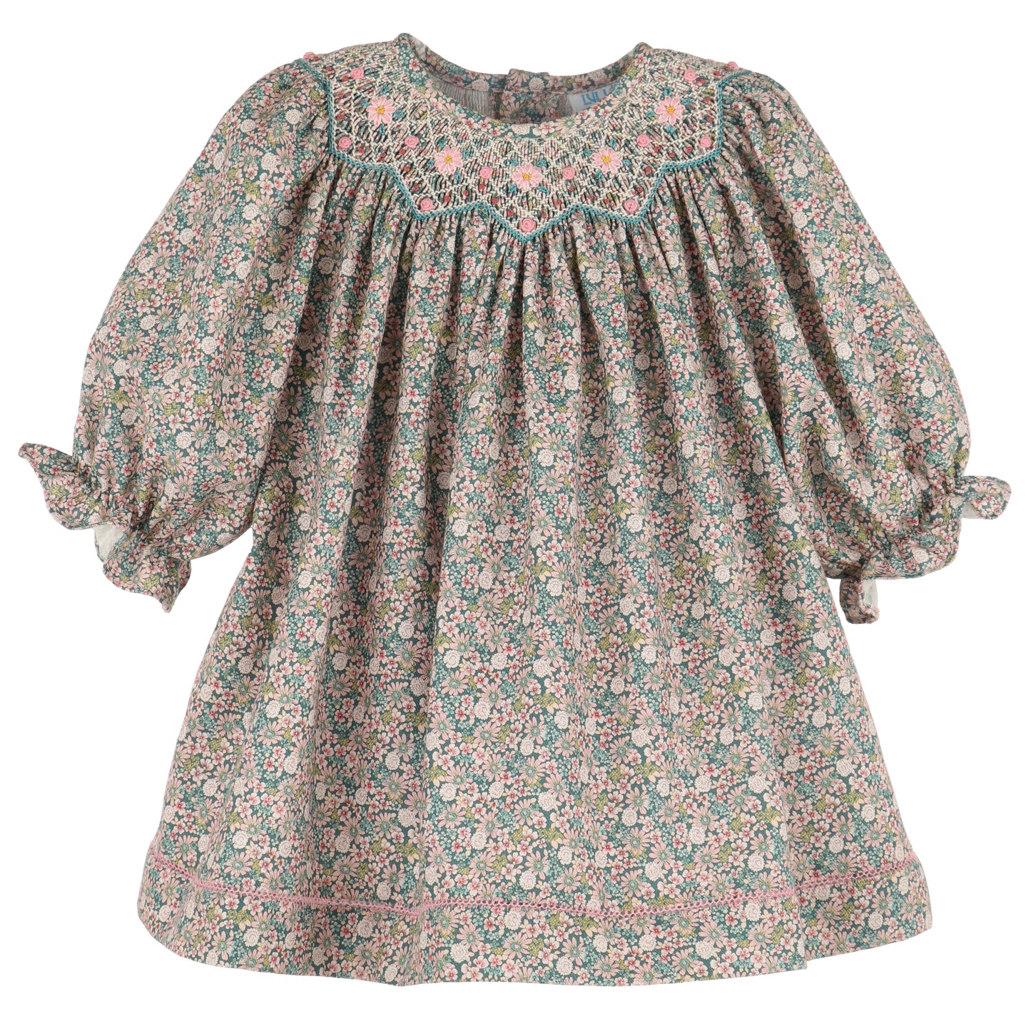 Forest Floral Smock Bishop Dress