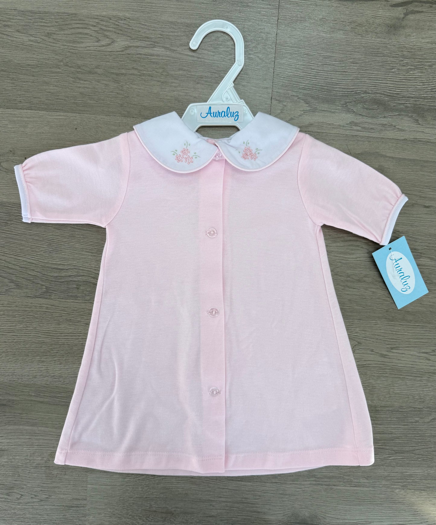 Pink Knit Day Gown - Flower Collar