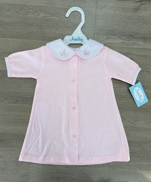 Pink Knit Day Gown - Flower Collar