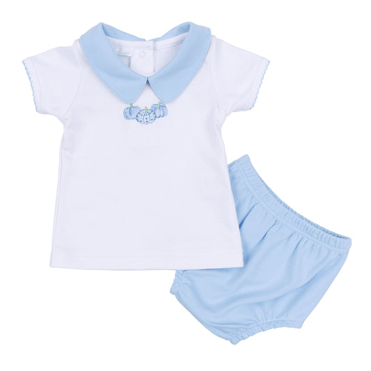 Precious Pumpkins Collared Diaper Cover Set - Light Blue