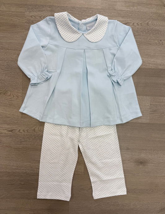 Blue Bitty Dot Pant Set