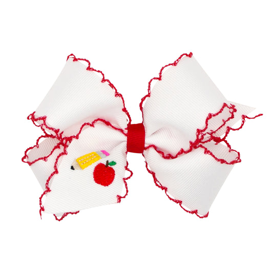 Apple/Pencil Embroidered Bow