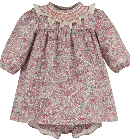 Fall Bloom Collar Dress - Pink