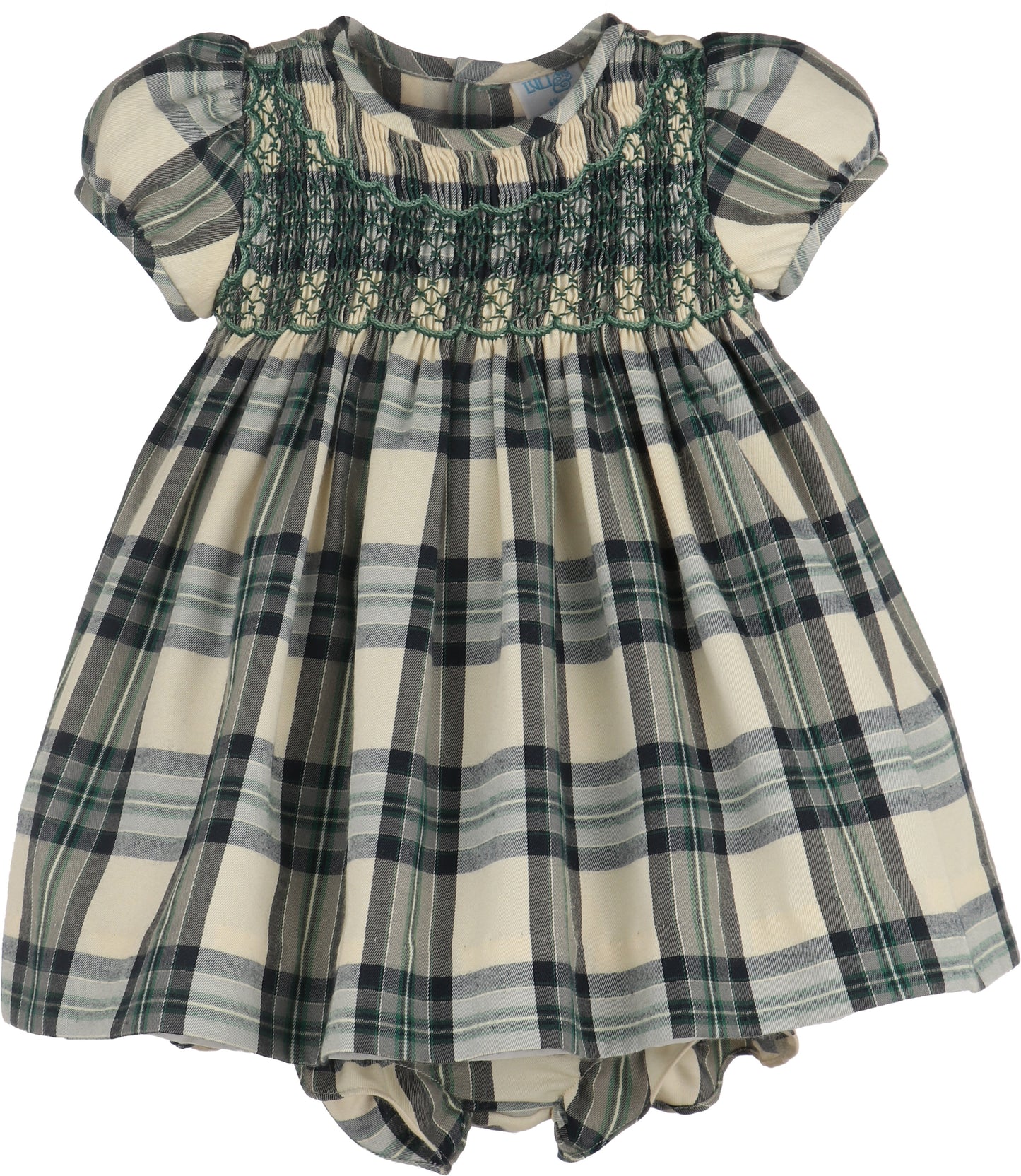 Tea Time Checks Smock Dress, Green