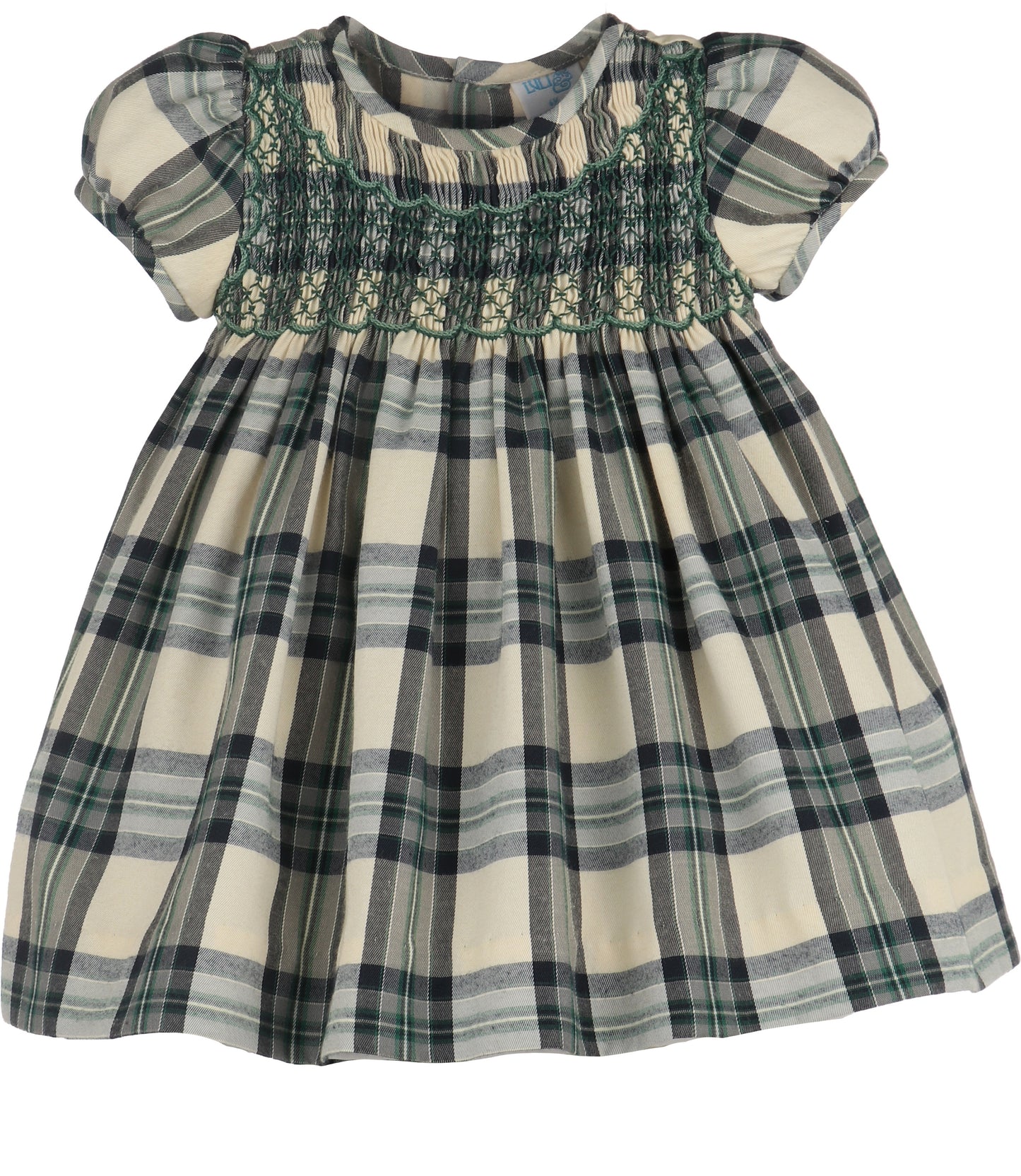 Tea Time Checks Smock Dress, Green