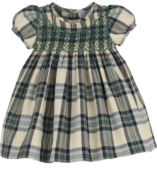 Tea Time Checks Smock Dress, Green