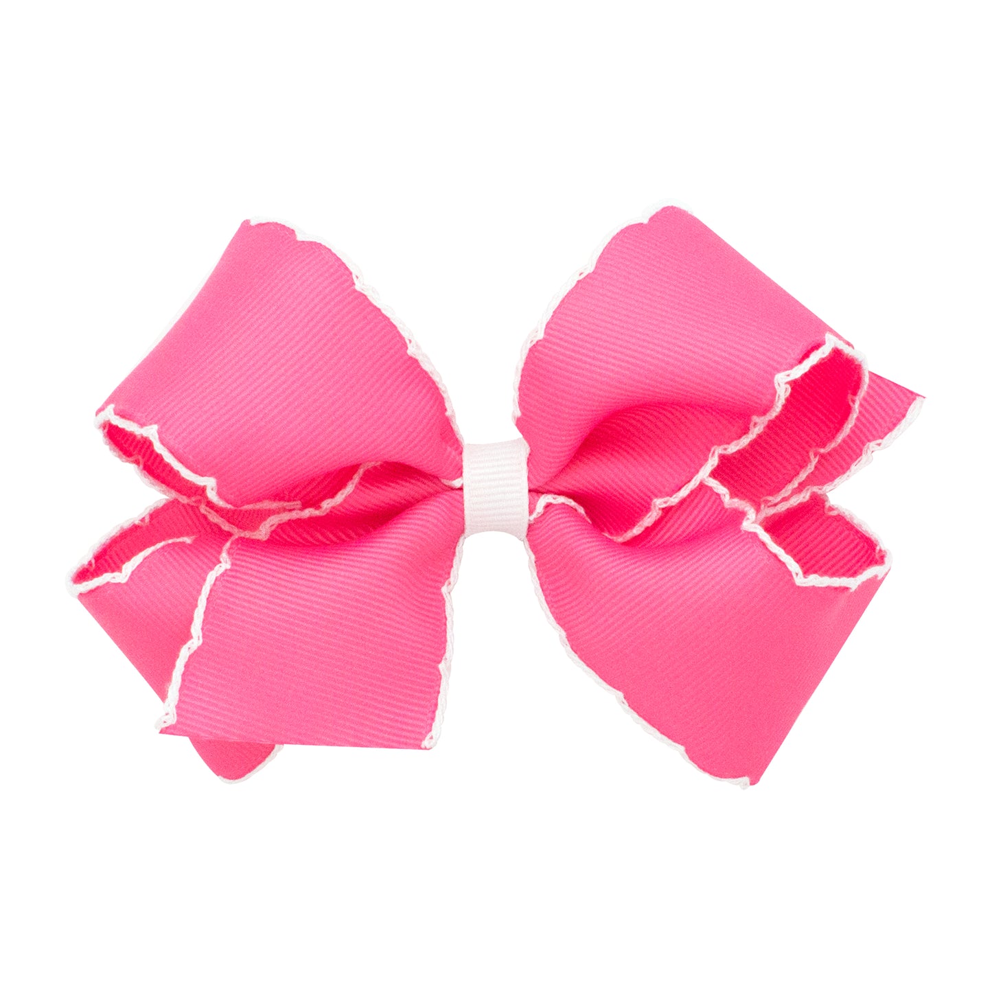 Wee Ones Medium Moonstitch Grosgrain Hair Bow with Contrasting Wrap