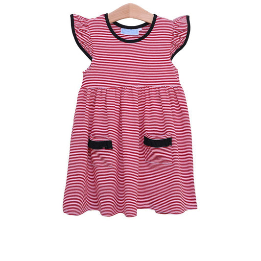Lucy Game Day Dress - Red Stripe/Black