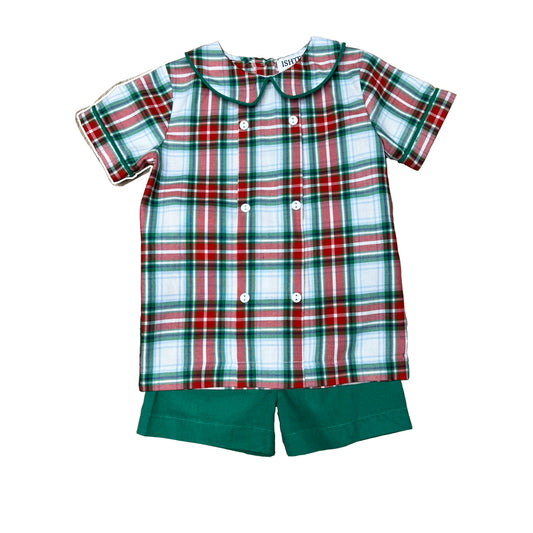 Red/Green Plaid Short Set