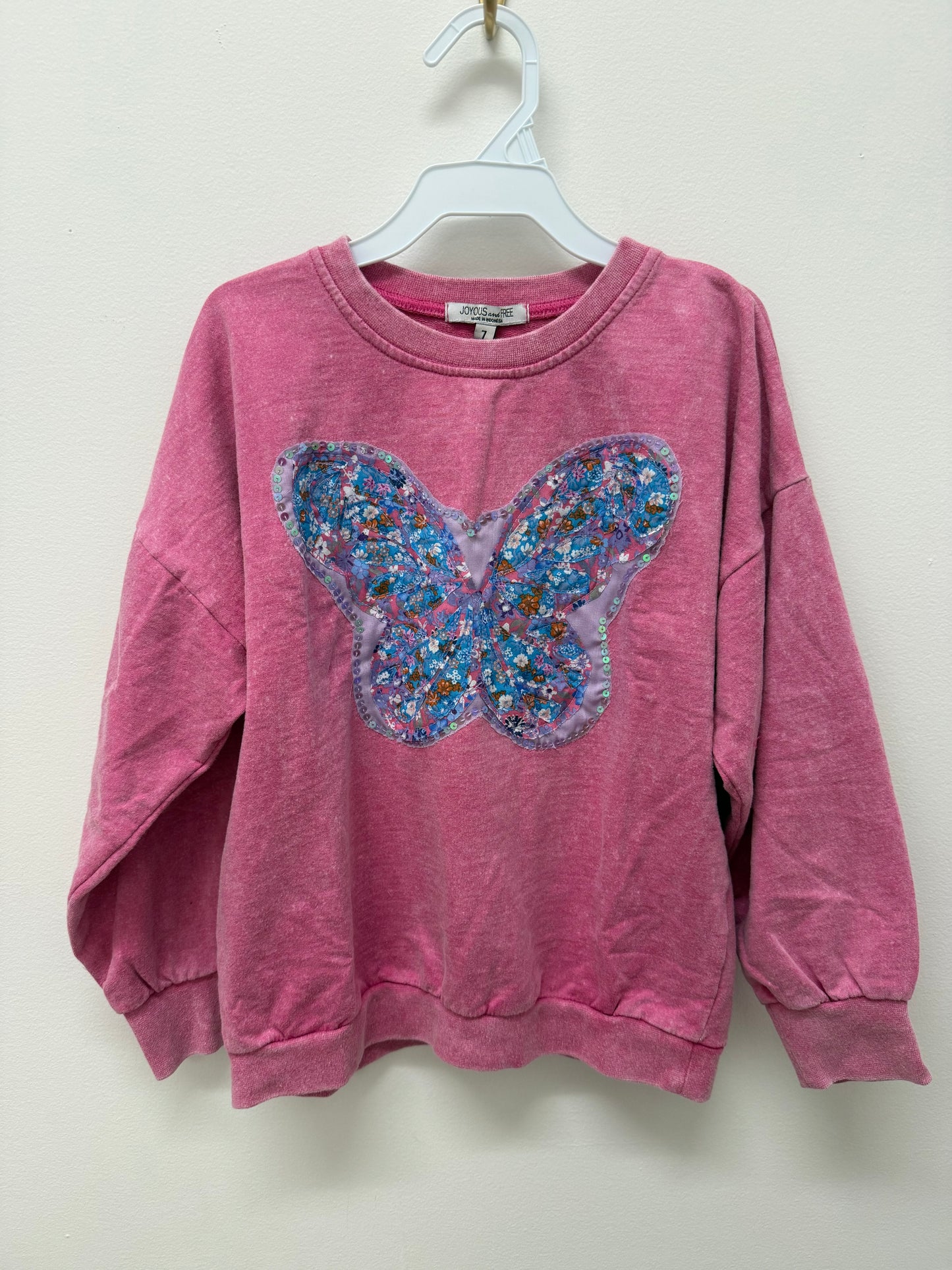 Butterly Sweatshirt - Barbie Pink Sandwash