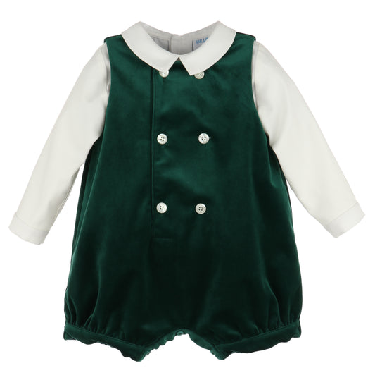 Green Velvet Boy Romper