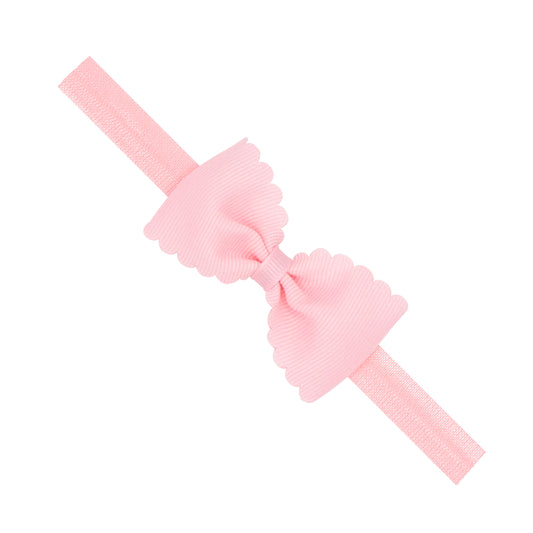 Wee Ones Small Scalloped Bowtie on Matching Elastic Band