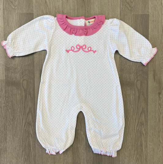 Pink Bitty Dot Bow Romper