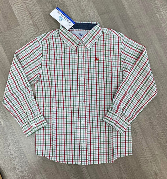 Long Sleeve Dress Shirt - Red/Green/Green