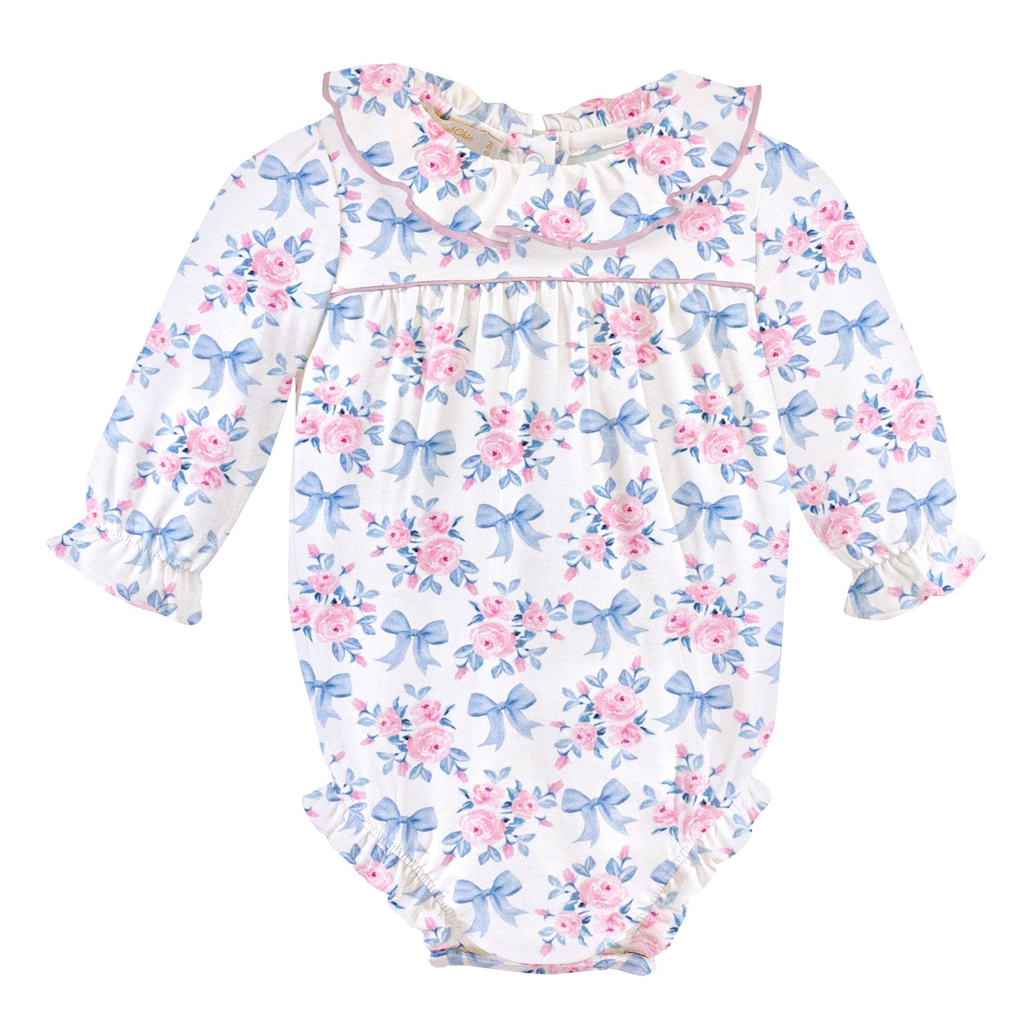 Blue Floral Bows Printed Bubble
