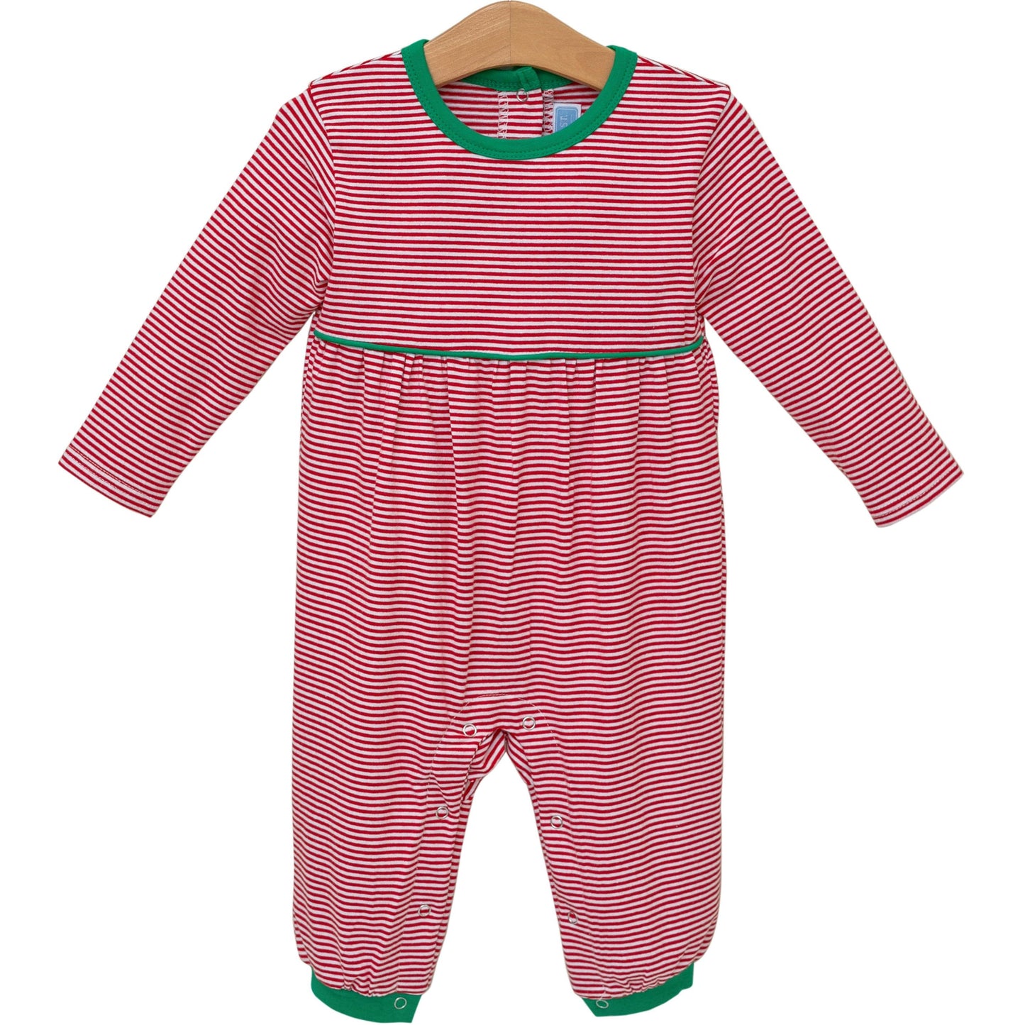 Bennett Romper - Red Stripe/Green