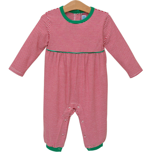 Bennett Romper - Red Stripe/Green