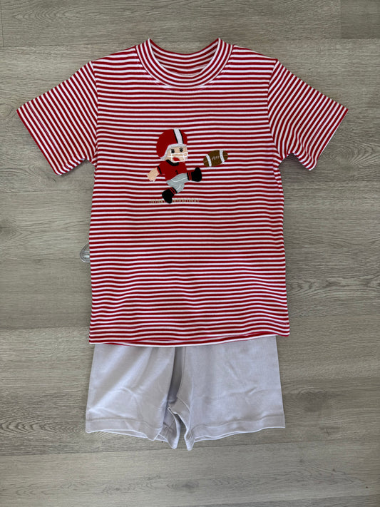 Red Stripe Football Kicker Short Set