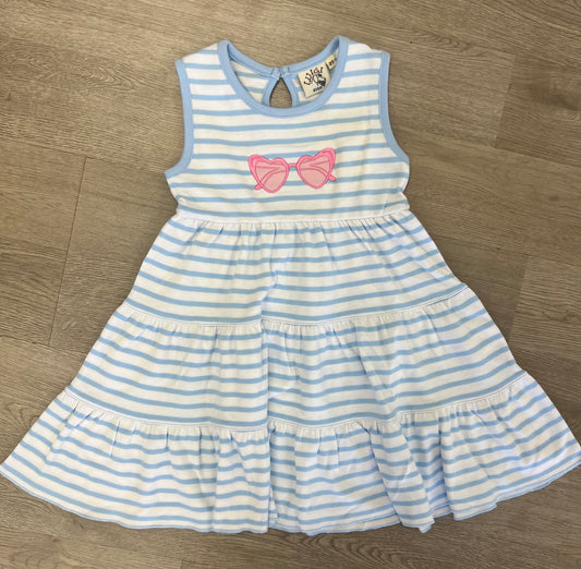 Blue Stripe Sunglasses Applique Dress