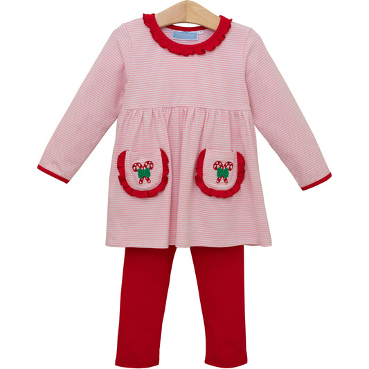Candy Cane Ruffle Pants Set