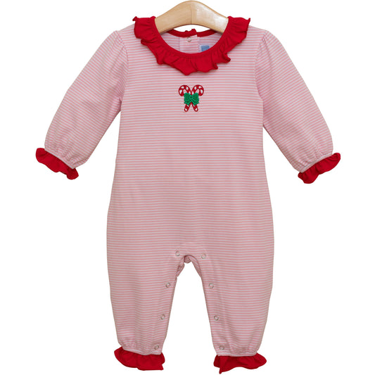 Candy Cane Ruffle Romper