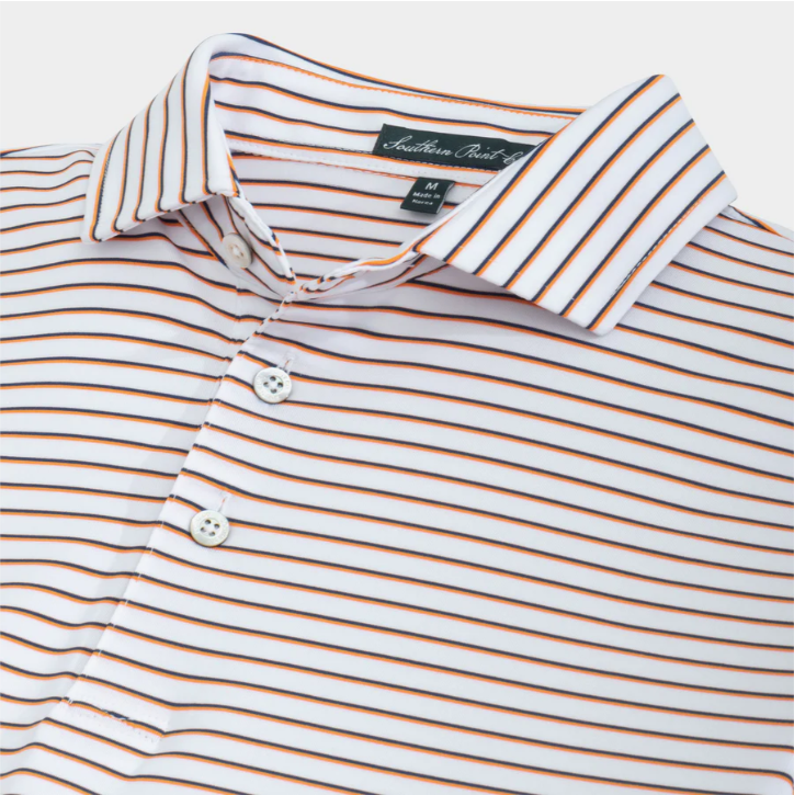 Stadium Stripe Performance Polo - White/Navy/Orange