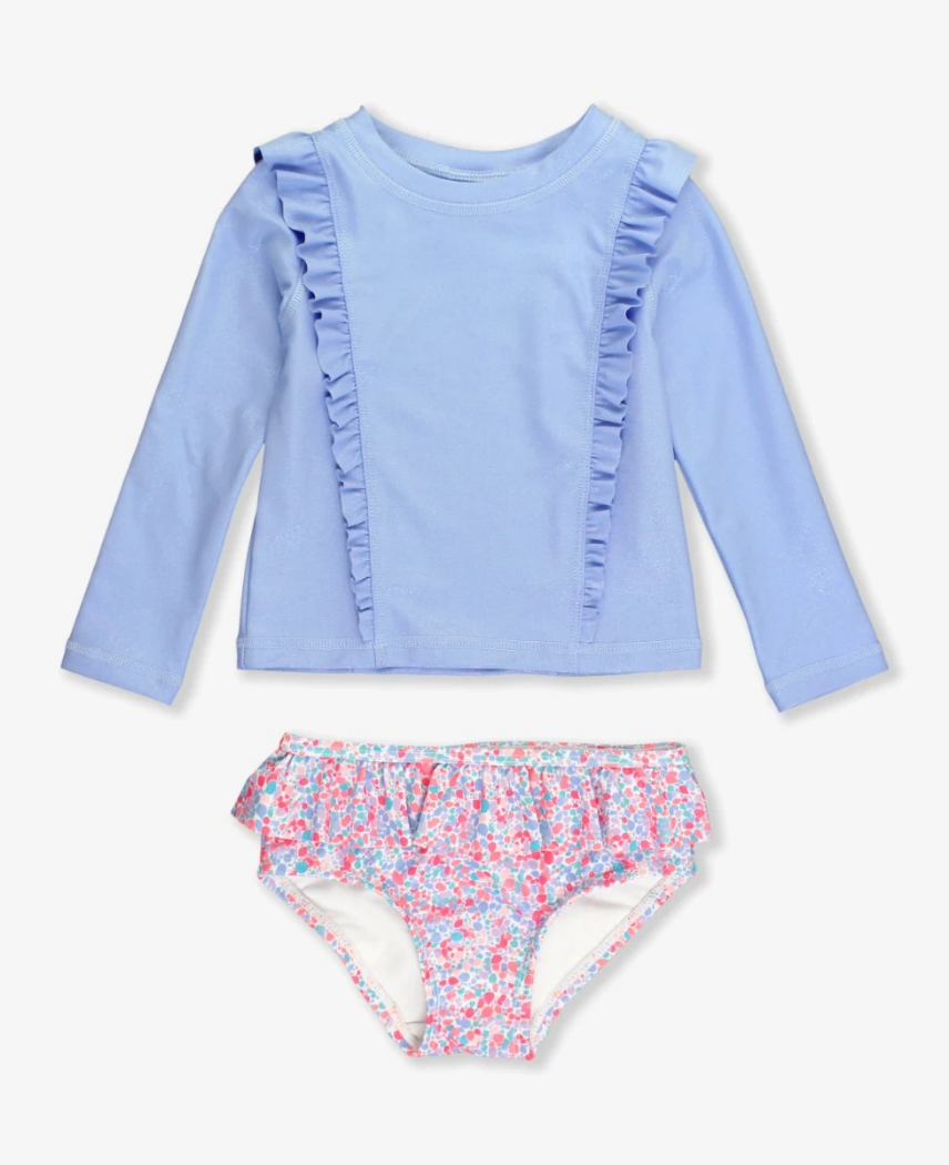 Princess Seam Ruffle Rash Guard 2-Piece - Sparkle Shimmer On - 12/18m