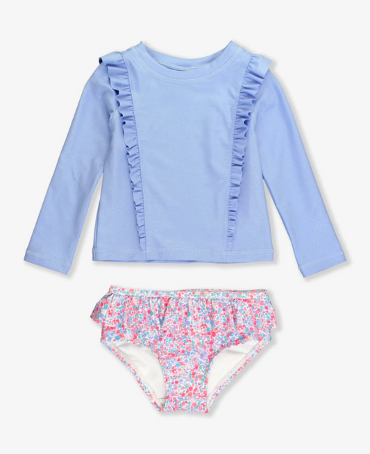 Princess Seam Ruffle Rash Guard 2-Piece - Sparkle Shimmer On - 12/18m