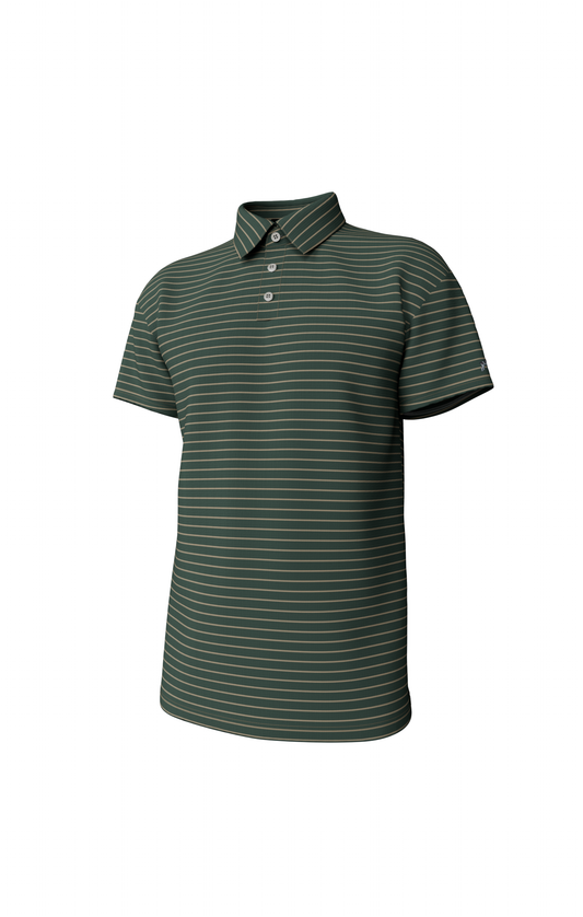 Horizon Stripe Performance Polo - Duck Green/Sandstone