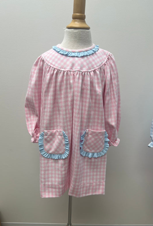 Brooklyn Dress - Pink Check Flannel