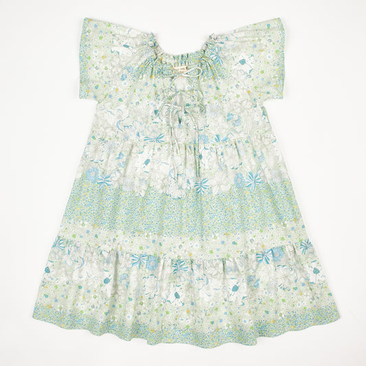 Green Floral Tiered Dress