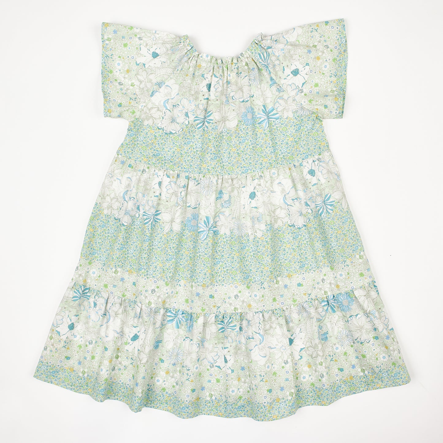Green Floral Tiered Dress