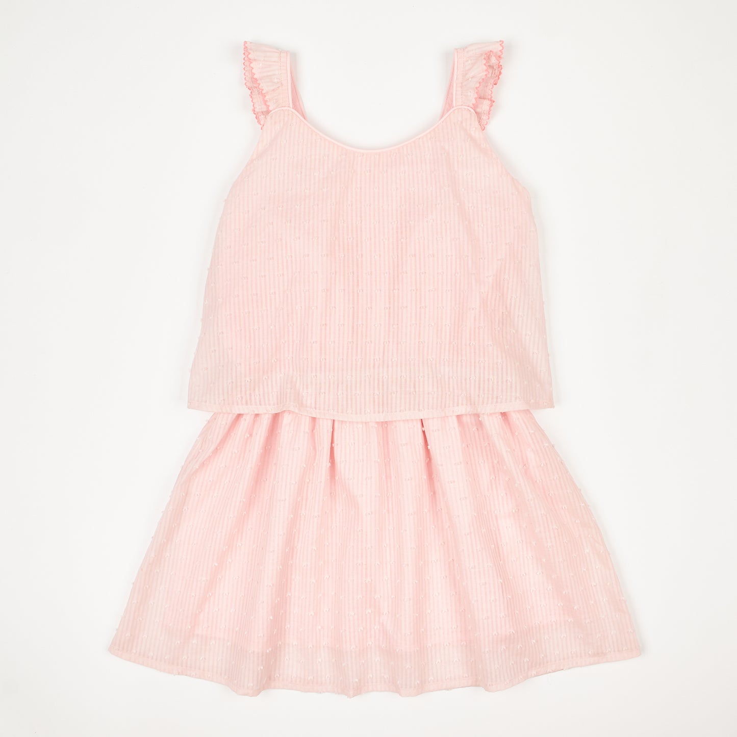 Pink Striped Swiss Dot Dress