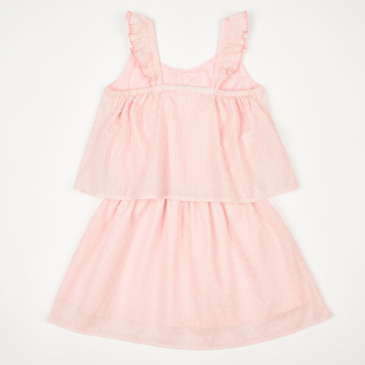 Pink Striped Swiss Dot Dress