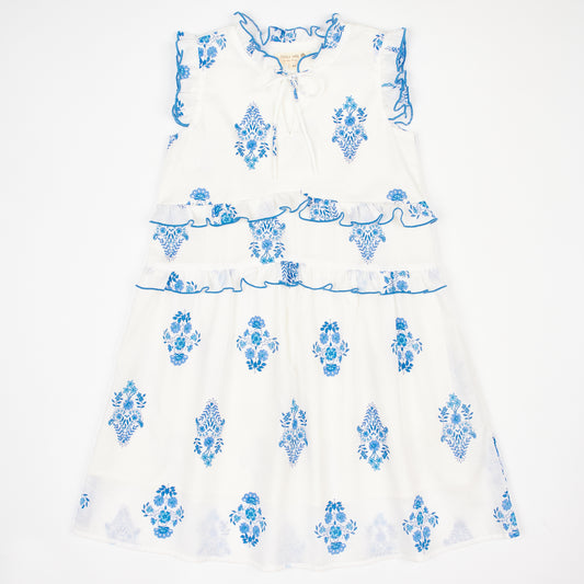 Blue and White Floral Dress