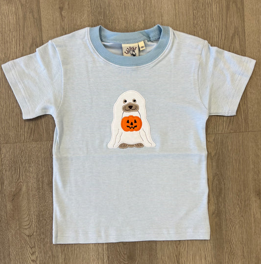 Blue Stripe Puppy Ghost Shirt