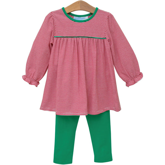 Ellie Pants Set - Red Stripe/Green