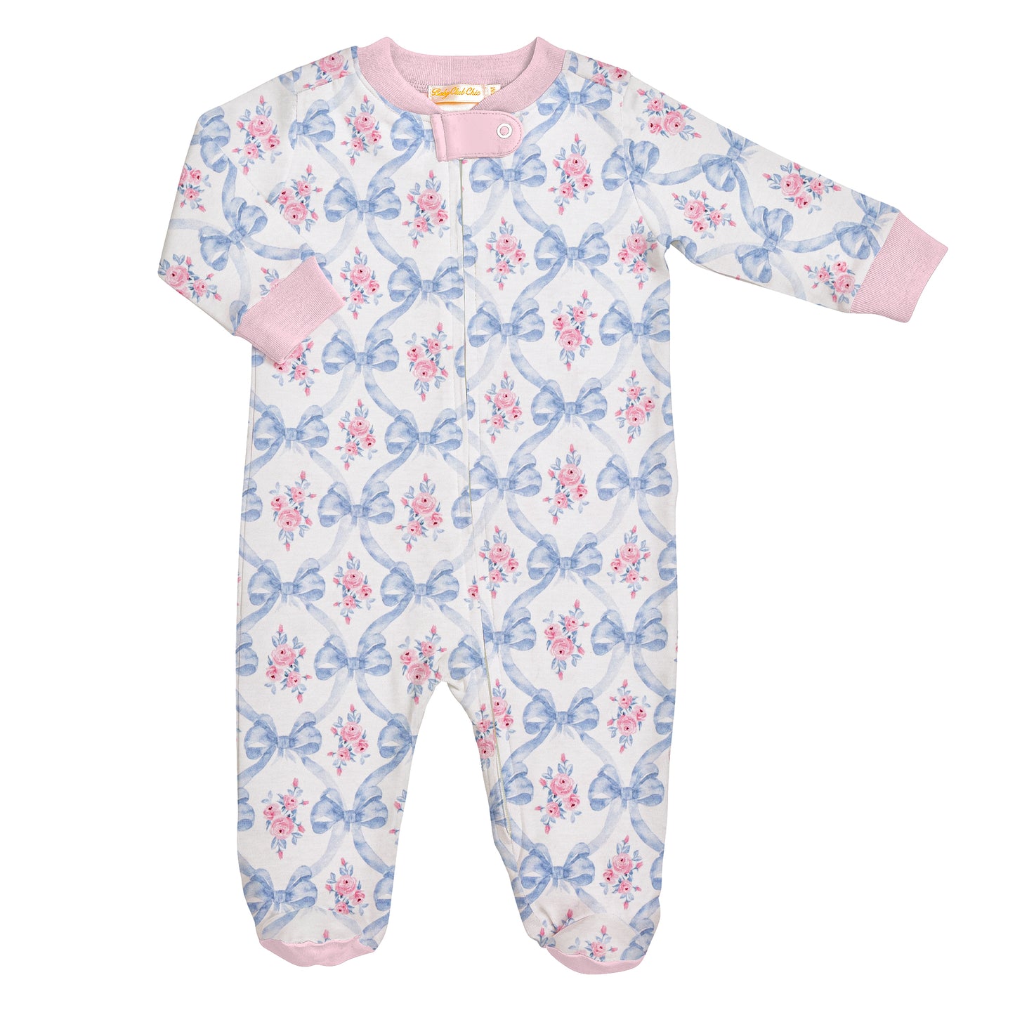 Bows and Blooms Printed Zipped Footie