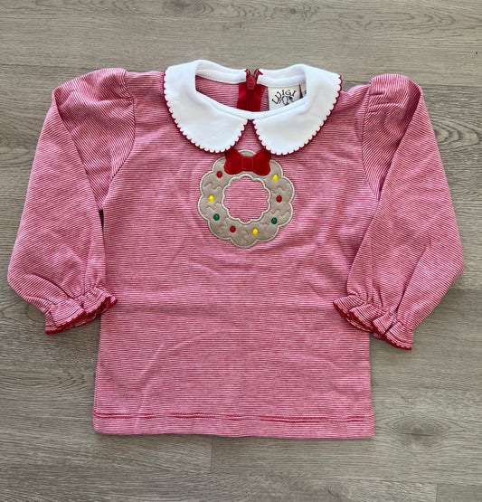 Red Stripe Wreath Top