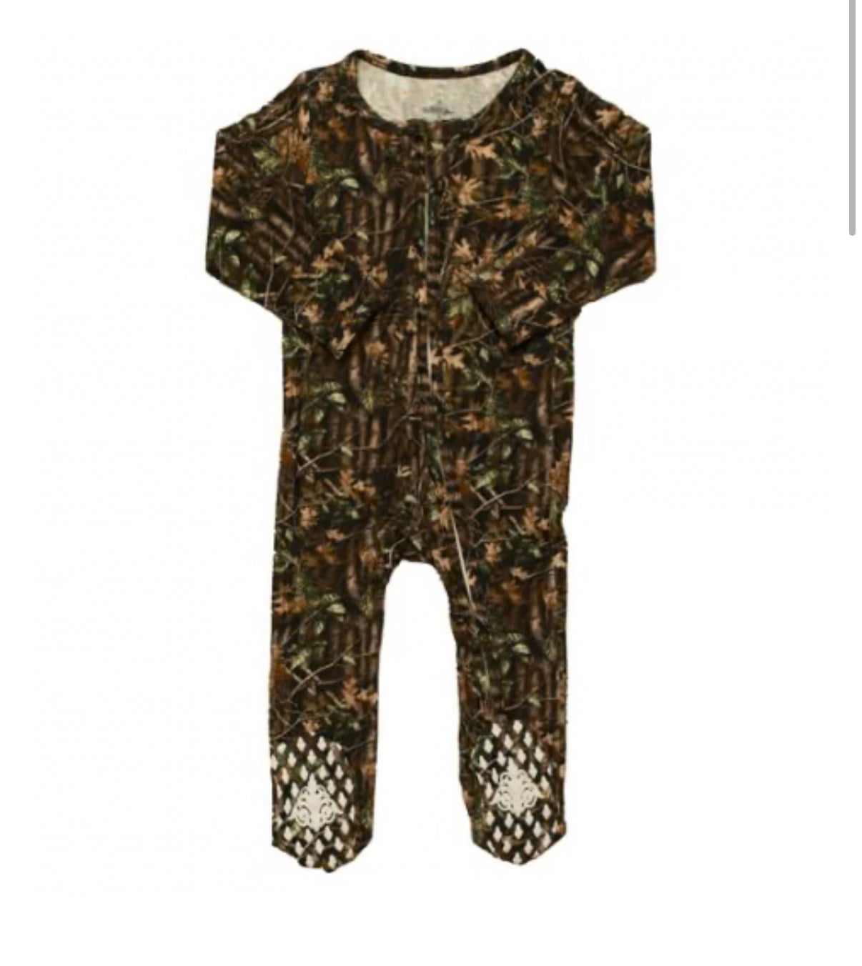 Oak Camo Bamboo Zip Romper