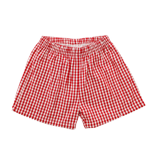 Gingham Shorts- Crimson