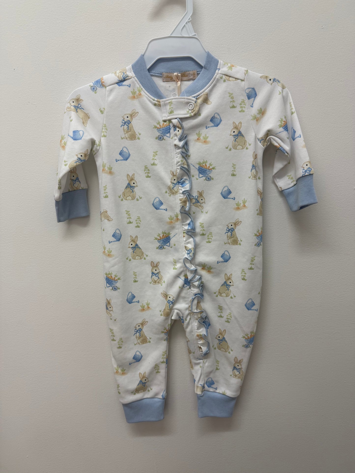 Bunny's Garden Printed Zip Ruffle Romper