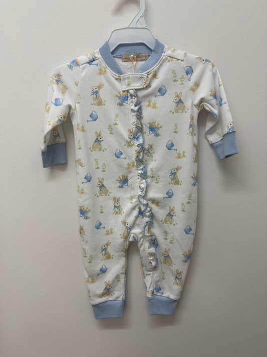 Bunny's Garden Printed Zip Ruffle Romper
