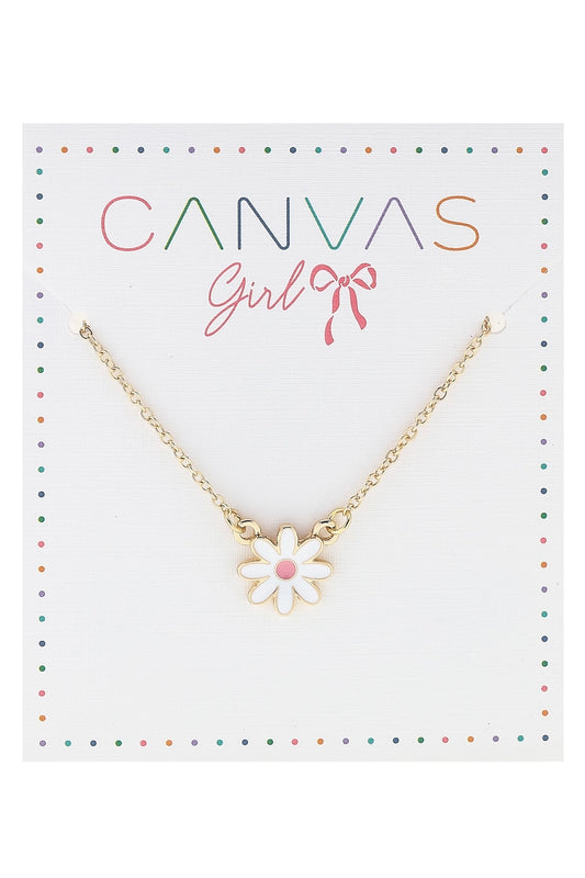 Scarlett Enamel Daisy Children's Necklace in White